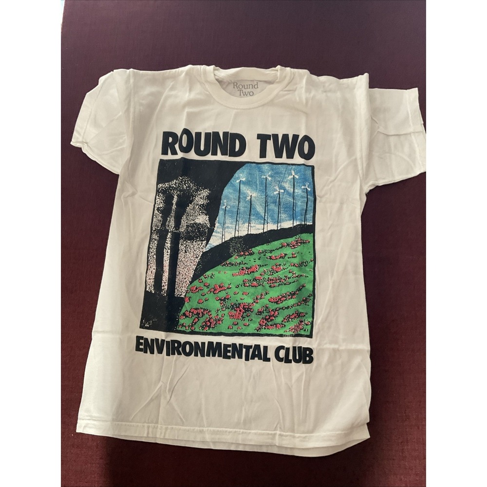 Round Two Environmental Club Men T Shirt Size Medium White